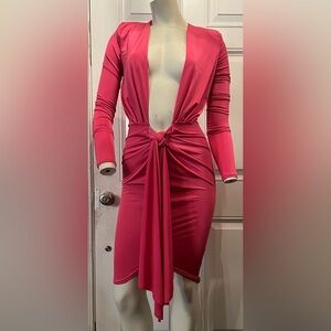 Elegant Fuchsia Long Sleeve Dress